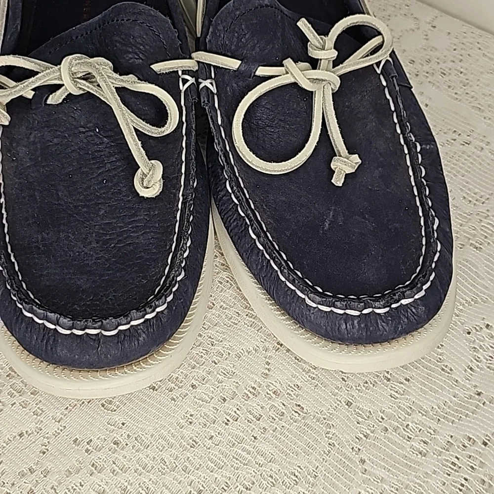 UGG Beach Moc emerg leather moccasins slip on blue boat shoes sz 9.5